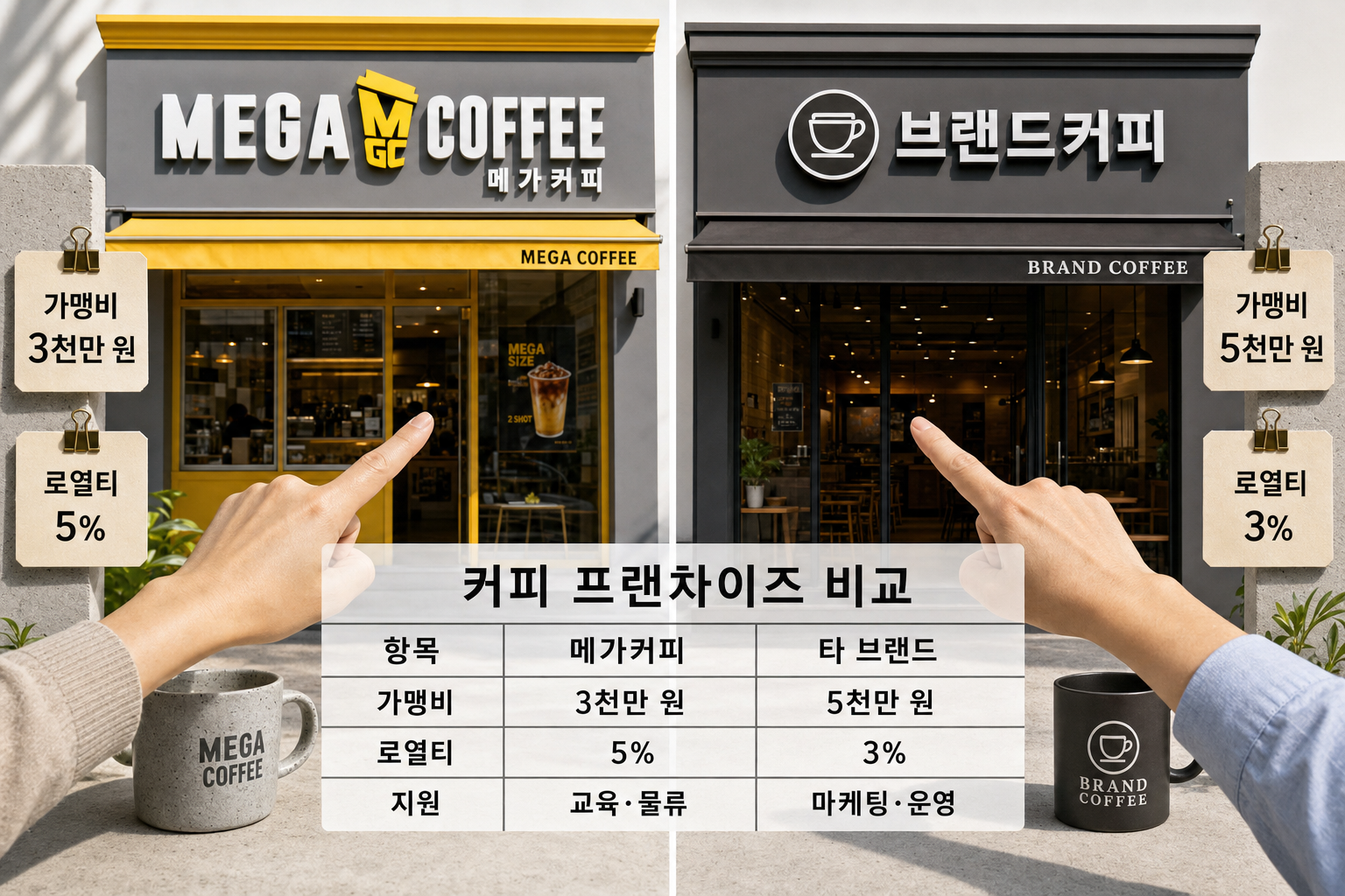 커피 브랜드 비교 브랜드별 가맹비·로열티·지원 체크리스트