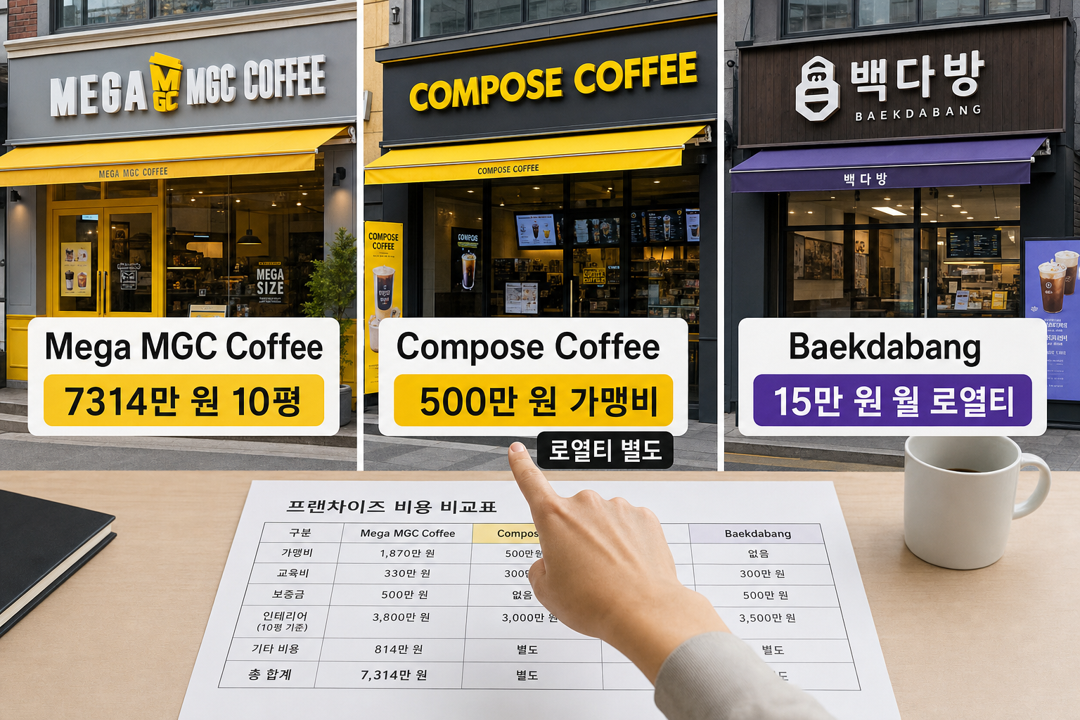 커피 브랜드 비교로 보는 커피 프랜차이즈 브랜드별 수익 구조
